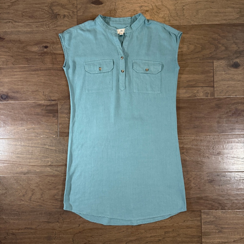 Thread & Supply Oil Blue Linen Blend Sleeveless Shift Dress Small D1355RLSTJ